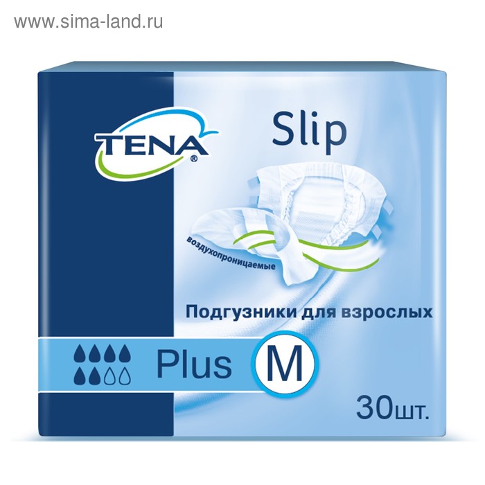 Подгузники для взрослых Tena Slip Plus, размер M (70-110 см), 30 шт - Фото 1