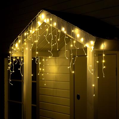 Гирлянда «Бахрома» 3×0.6 м, IP44, УМС, белая нить, 160 SMD-LED, свечение тёплое белое, 220 В