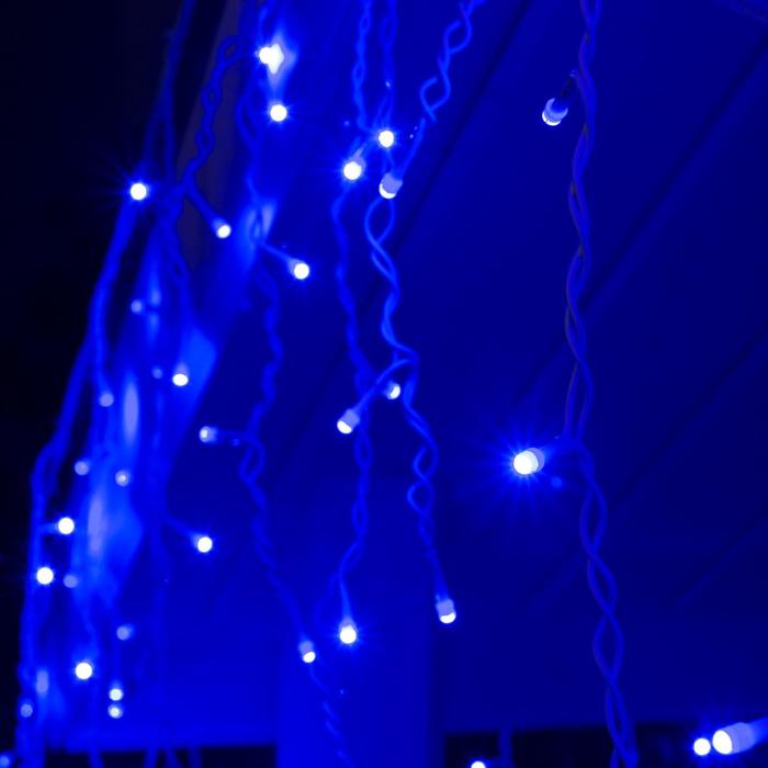 Гирлянда «Бахрома» 3 × 0.6 м, IP44, УМС, белая нить, 160 SMD-LED, свечение синее, 220 В - фото 1905506032