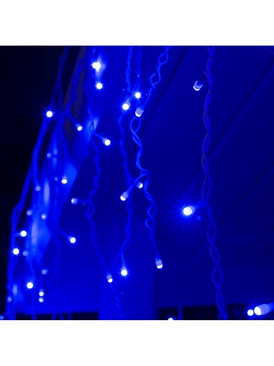 Гирлянда «Бахрома» 3×0.6 м, IP44, УМС, белая нить, 160 SMD-LED, свечение синее, 220 В
