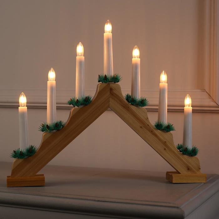 Светодиодная фигура «Рождественская горка» 39 × 31 × 5 см, дерево, 220 В, свечение тёплое белое - Фото 1