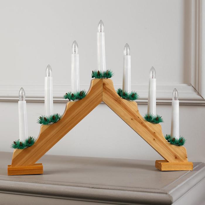 Светодиодная фигура «Рождественская горка» 39 × 31 × 5 см, дерево, 220 В, свечение тёплое белое - фото 1898157589