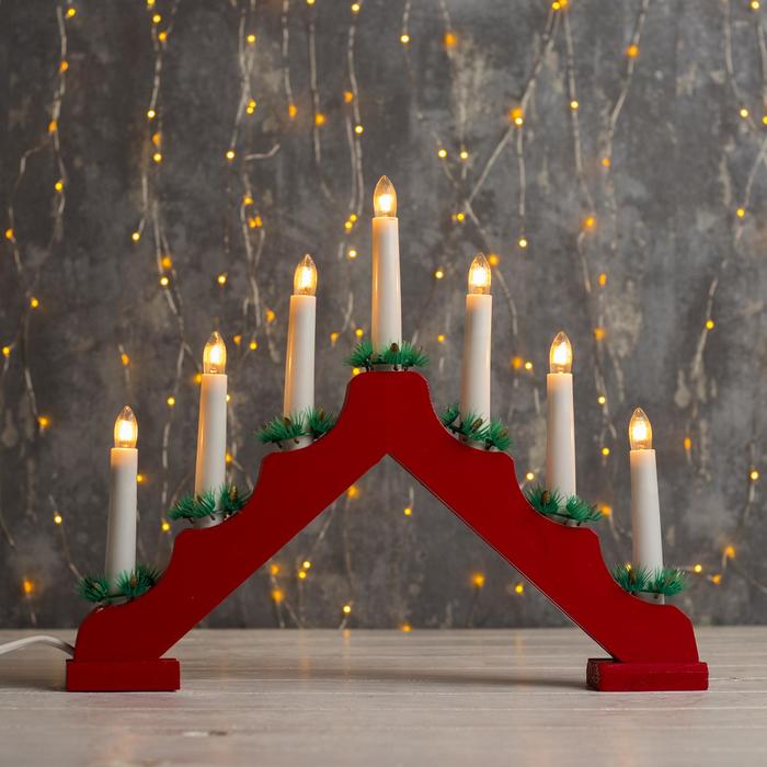 Светодиодная фигура «Рождественская горка» 39 × 31 × 5 см, дерево, 220 В, свечение тёплое белое - Фото 1