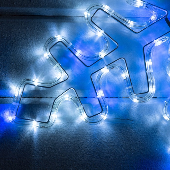 Светодиодная фигура «Снежинка», 78 см, дюралайт, 168 LED, 220 В, мерцание, свечение синий/белый - фото 1889302751