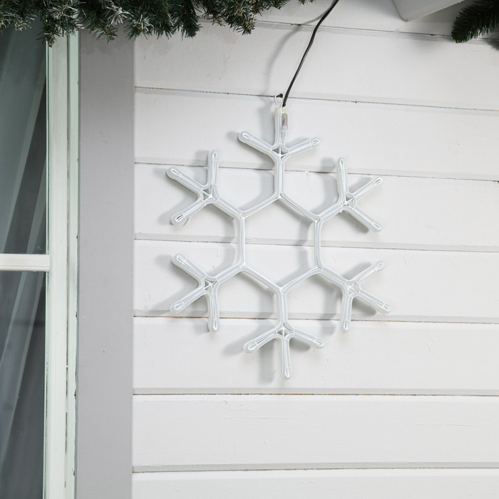 Неоновая фигура «Снежинка», 50 см, 480 LED, 220 В, свечение белое - фото 1906955252