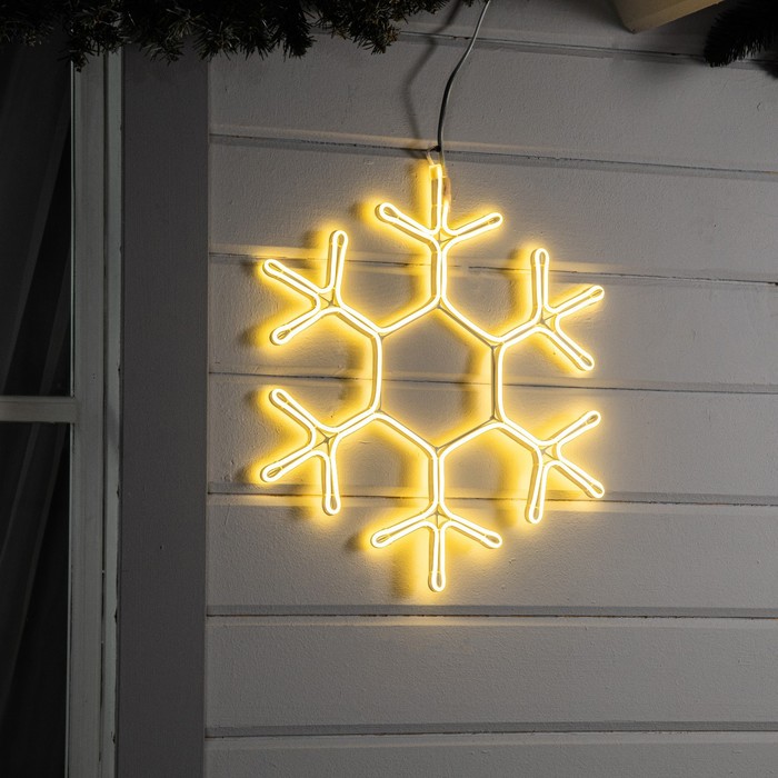 Неоновая фигура «Снежинка», 50 см, 480 LED, 220 В, свечение тёплое белое - фото 1908412924