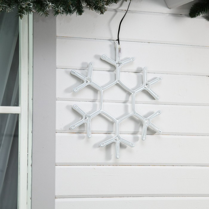 Неоновая фигура «Снежинка», 50 см, 480 LED, 220 В, свечение тёплое белое - фото 1908412925