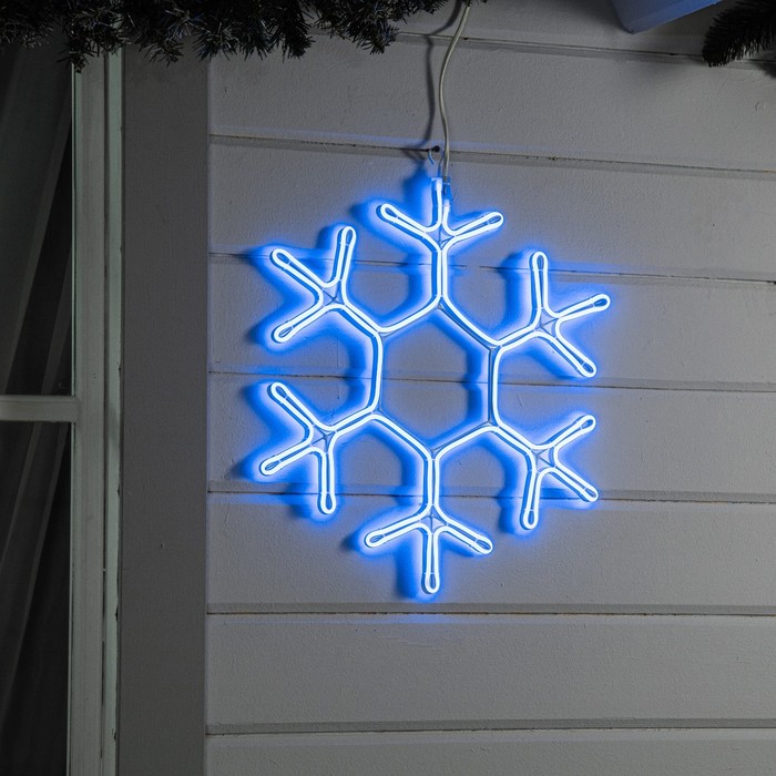 Неоновая фигура «Снежинка», 50 см, 480 LED, 220 В, свечение синее - фото 1908412928