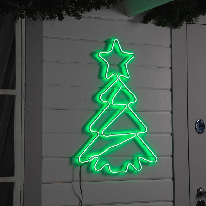 Неоновая фигура «Ёлочка», 47 × 77 см, 480 LED, 220 В, свечение зелёное - Фото 1