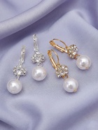 Серьги с жемчугом «Грация» цветы с бусиной, цвет МИКС - Фото 6