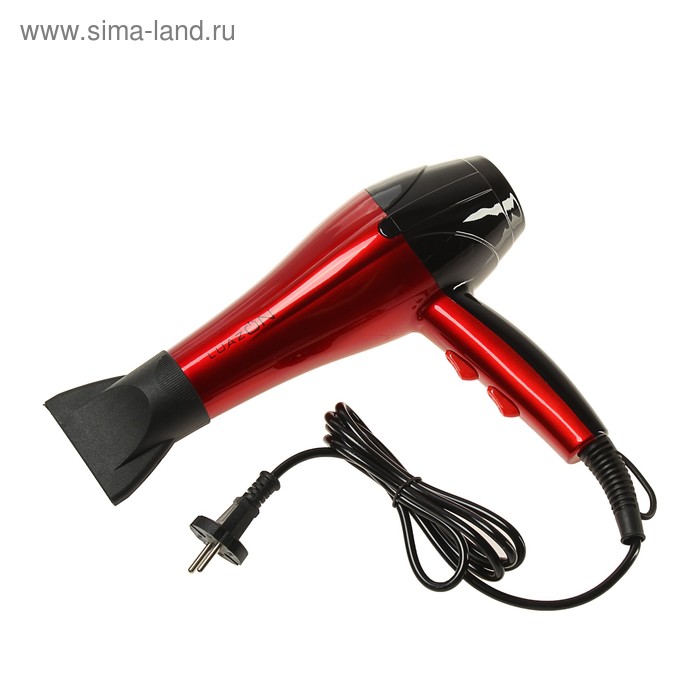 Фен для волос Luazon LGE-001, 2200Вт, 2 скорости, 3 температурных режима, красно-чёрный - Фото 1