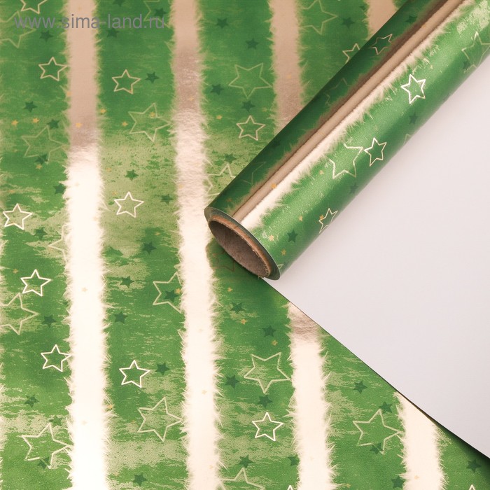 Бумага для декорирования "Комета", металлизированная, зелёный, 0,7 х 10 м - Фото 1