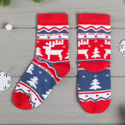 Носки детские новогодние KAFTAN «Скандинавский» 18-20 см, синий/красный