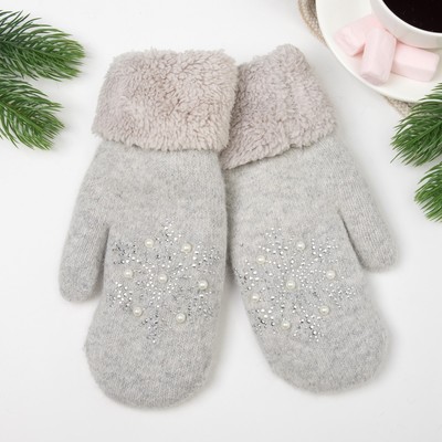 Варежки женские, цвет светло-серый, размер 18-20 (7-8)