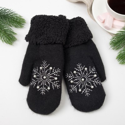 Варежки женские, цвет чёрный, размер 18-20