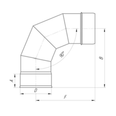 Отвод для дымохода «УМК», 90°, d=130 мм, нержавеющая сталь 1.0 мм