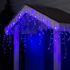 Гирлянда "Бахрома" 3 х 0.6 м , IP65, УМС, белая нить, 160 LED, свечение синее, 220 В - Фото 1