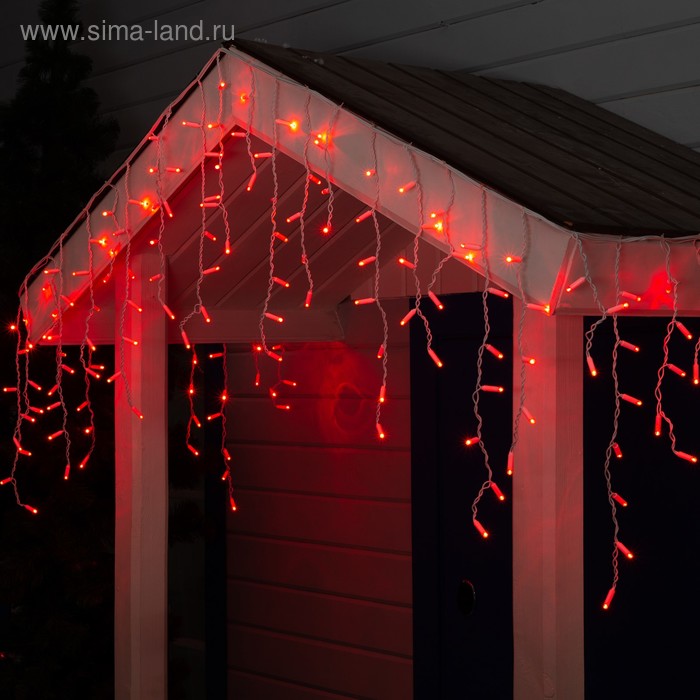 Гирлянда «Бахрома» 3×0.6 м, IP65, УМС, белая нить, 160 LED, свечение красное, 220 В - Фото 1