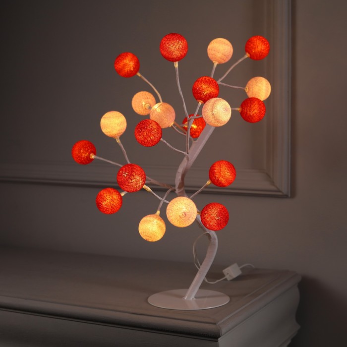 Светодиодный куст «Шарики» 45 см, 20 LED, постоянное свечение, 220 В, свечение тёплое белое - Фото 1