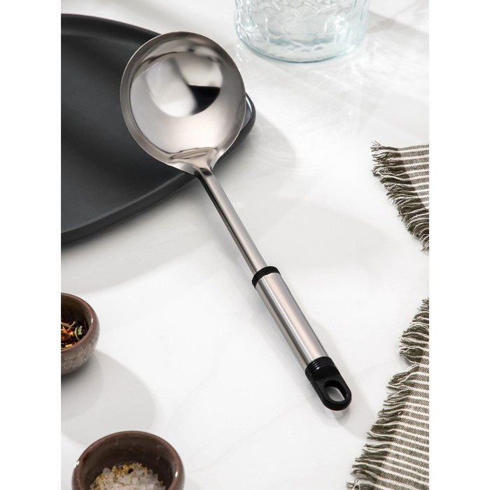 Половник Доляна «Помощник», 140 мл, 32 см, нержавеющая сталь, серебристый - Фото 1