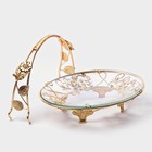 Фруктовница «Хайгарден», 26×18×19 см, съёмная ручка, стекло, металл, золотистая - Фото 3