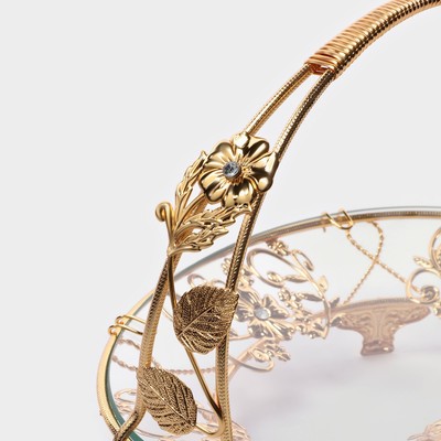 Фруктовница металлическая «Хайгарден», 26×18×19 см, съёмная ручка, металла золотистая