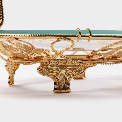 Фруктовница металлическая «Хайгарден», 26×18×19 см, съёмная ручка, металла золотистая