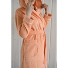 Халат женский с капюшоном, размер 44, персик, махра - Фото 3