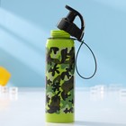 Бутылка для воды пластиковая «Милитари», 500 мл, 6×6×23 см, цвет зелёный - Фото 5