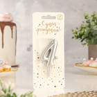 Свеча для торта цифра «Серебряная», 5.5 см, цифра 4 - Фото 2