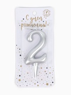 Свеча для торта цифра «Серебряная», 5.5 см, цифра 2 - Фото 3