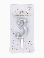Свеча для торта цифра «Серебряная», 5.5 см, цифра 3 - Фото 3