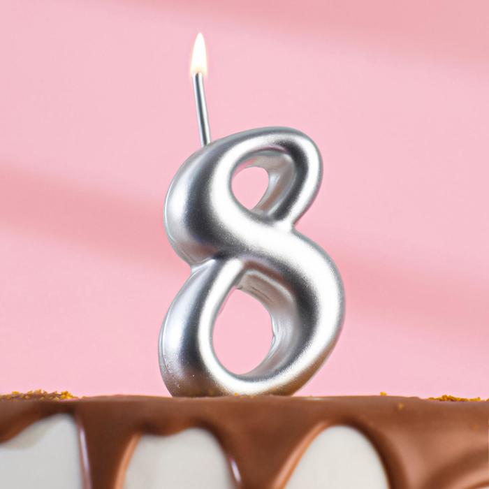 

Свеча для торта цифра "Серебряная", 5,5 см, цифра "8"