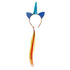 Карнавальный ободок «Единорог», с косичкой, цвет голубой - Фото 1