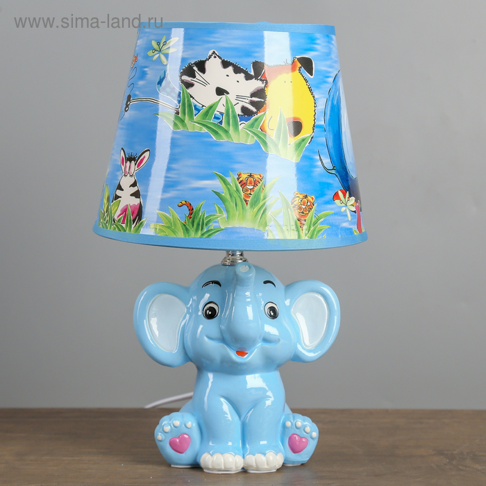 Лампа настольная с абажуром "Слонёнок голубой" Е14 40W 32,5х20х20 см - Фото 1