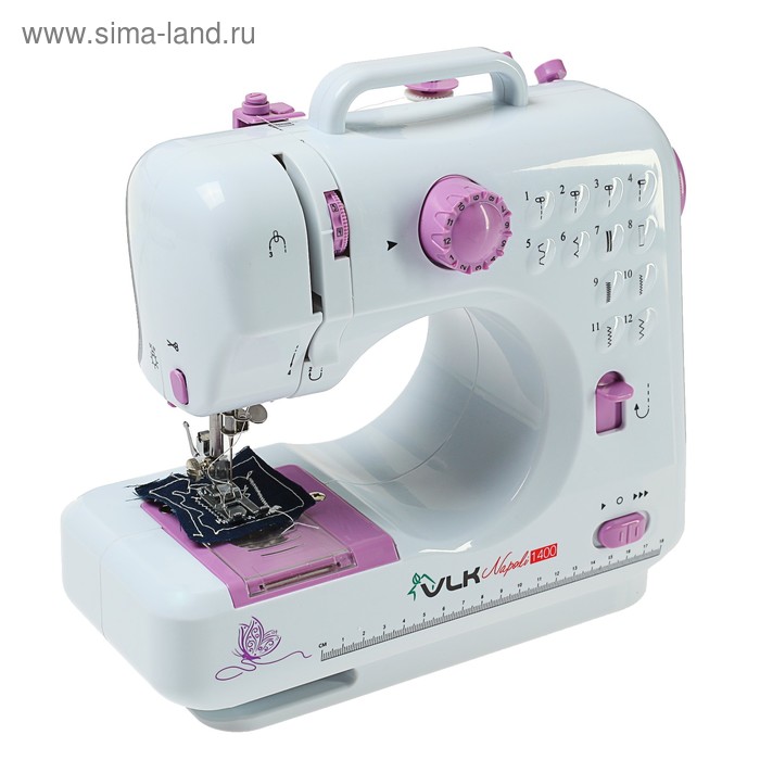 Швейная машина VLK Napoli 1400, 12 операций, 4хАА/от сети, бело-розовая - Фото 1