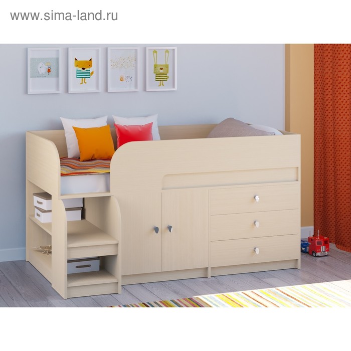 Детская кровать-чердак «Астра 9 V1», цвет дуб молочный/дуб молочный - Фото 1
