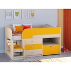 Детская кровать-чердак «Астра 9 V5», цвет дуб молочный/оранжевый - фото 109830475