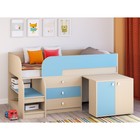Детская кровать-чердак «Астра 9 V7», выдвижной стол, цвет дуб молочный/голубой - фото 109830491