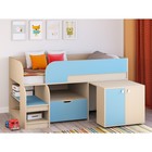 Детская кровать-чердак «Астра 9 V9», выдвижной стол, цвет дуб молочный/голубой - Фото 1