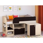 Детская кровать-чердак «Астра 9 V9», выдвижной стол, цвет дуб молочный/венге - фото 109830509