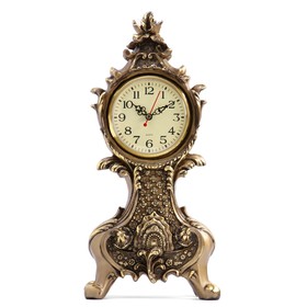 Часы настольные каминные "Рококо", h-38 см, циферблат d-10 см, бронзовые