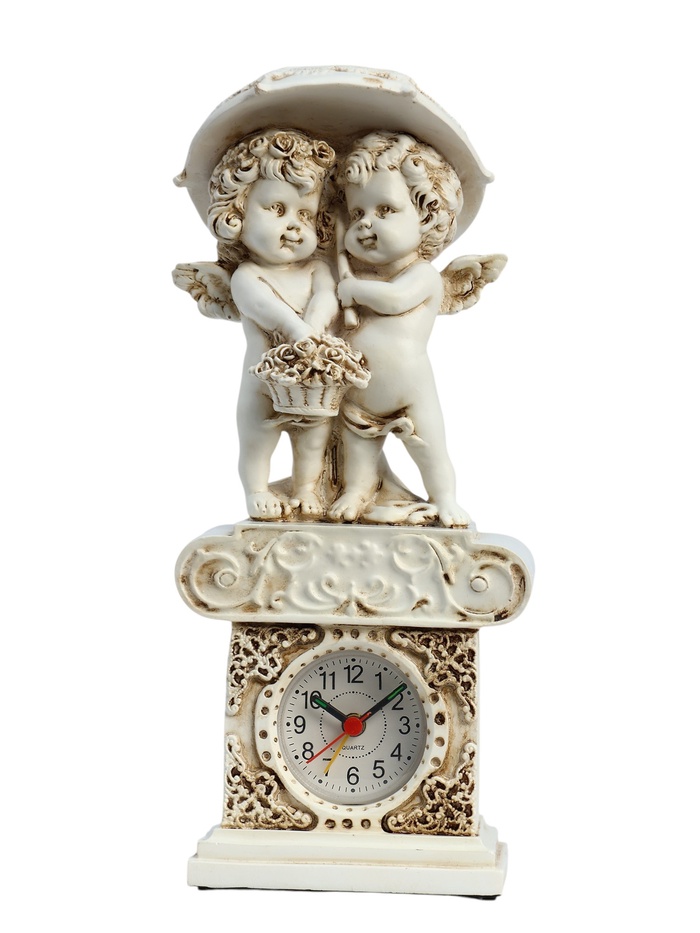 Часы настольные интерьерные каминные «Ангелы под зонтом», h=26 см - Фото 1