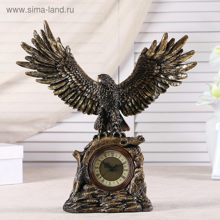 Часы настольные каминные "Орел расправил крылья", 35 см, золото - Фото 1
