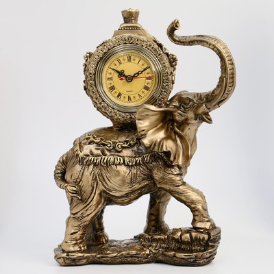 Часы настольные каминные "Слон", 35 х 22 х 10 см, бронзовые