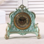 Часы настольные интерьерные каминные, 21 х 19 х 6.5 см, d-7 см бирюзовые - Фото 1