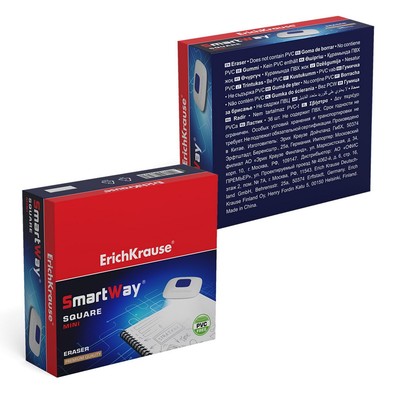 Ластик с держателем ErichKrause ErichKrause SmartWay Mini Square, средней жёсткости, гипоаллергенный, в пакете с европодвесом