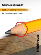 Карандаш чернографитный ErichKrause. Amber 101, НВ, с ластиком, шестигранный, деревянный, жёлтый корпус - Фото 10