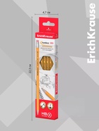 Карандаш чернографитный с ластиком, ErichKrause, Amber 101, НВ, дерево, шестигранный, в коробке, жёлтый корпус - Фото 8