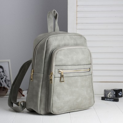 Рюкзак молодёжный, отдел на молнии, 2 наружных кармана, цвет серый